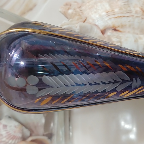 Vintage Blue Gold Glass Medium Egyptian Perfume Bottle - Picture 3 of 9